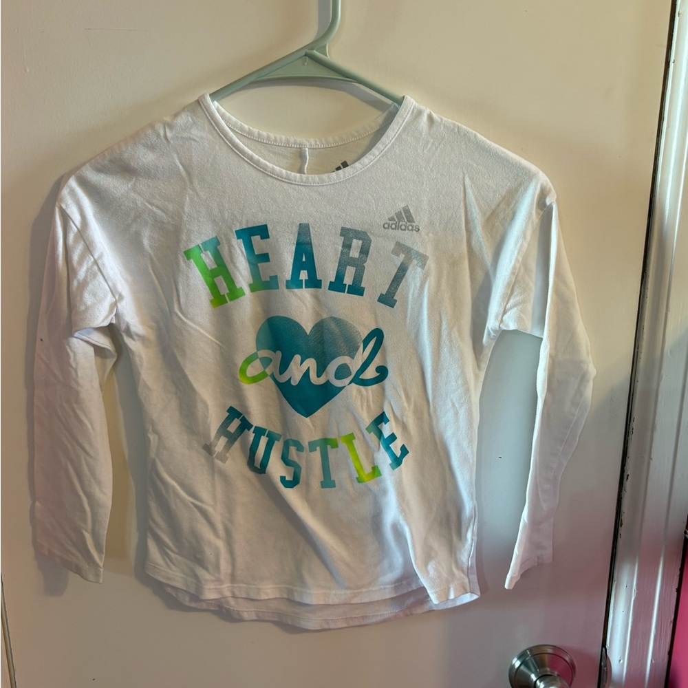 Adidas Kids White Long Sleeve Shirt with Heart Design